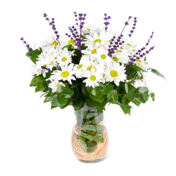  Muratpaşa Çiçek Siparişi  Paşabahçe Vazo Beyaz Papatyalar ve Lavantalar