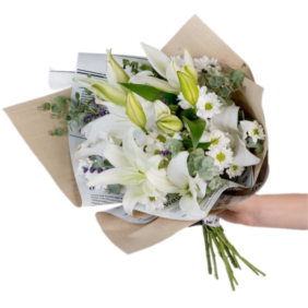  Muratpaşa Çiçek Siparişi  Beyaz Lilyum ve Beyaz Papatya Çiçek Buketi - KUNDU