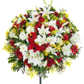  Antalya Çiçekçi  Beyaz Lilyum ve Renkli Gerbera Çiçekler Ferforje - SAHİL