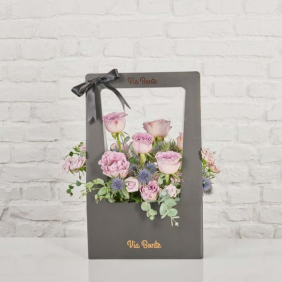  Antalya Çiçekçi  Lila Güller Kutu Çiçek Aranjmanı - BUCAK