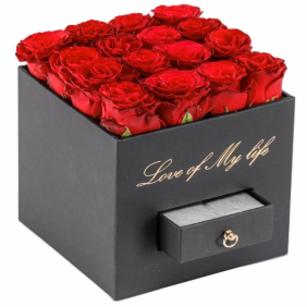 Antalya Çiçek Siparişi  Siyah Kare Kutu 16 Kırmızı Güller ve Çikolata