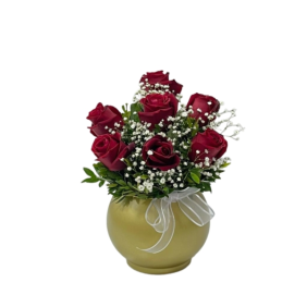  Muratpaşa Çiçek Siparişi  Gold Vazo 7 Kırmızı Güller Çiçek Aranjmanı - TOROS