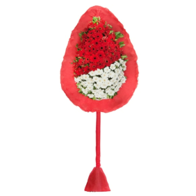  Manavgat Çiçek Siparişi Kırmızı Gerbera ve Beyaz Gerbera Çelenk - ANTALYA