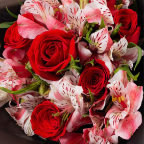  Muratpaşa Çiçek Siparişi  Pembe Astomelya Kırmızı Güller Çiçek Buketi - KEPEZ
