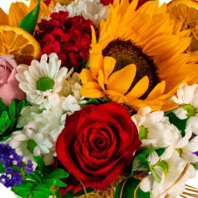  Manavgat Çiçek Siparişi Paşabahçe Vazo Kırmızı ve Pembe Güller Ay Çiçeği - ALTINKUM