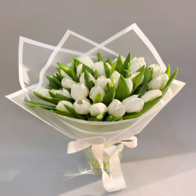  Konyaaltı Çiçek Siparişi 21 Adet Beyaz Laleler Çiçek Buketi - DEDEMAN