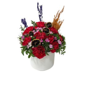  Manavgat Çiçek Siparişi Seramik Vazo Kırmızı Karanfil ve Hüsnü Yusuf Çiçekleri - KONYAALTI