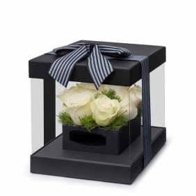  Muratpaşa Çiçek Siparişi  PVC siyah Kare Kutu 9 Adet Beyaz Güller - AYANOĞLU