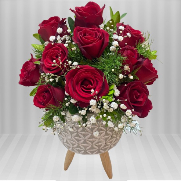  Manavgat Çiçek Siparişi 3 Ayaklı Saksı 11 Adet Kırmızı Güller