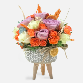  Konyaaltı Çiçek Siparişi 3 Ayaklı Saksı Renkli Güller Çiçek Aranjmanı - FASELİS
