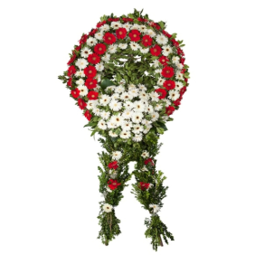 Antalya Çiçek Siparişi  Kırmızı Gerbera ve Beyaz Gerbera Cenaze Çelenk - ANTALYA