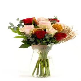 Antalya Çiçek Siparişi  Paşabahçe Vazo Somon ve Kırmızı Güller Aranjmanı