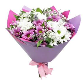  Konyaaltı Çiçek Siparişi Beyaz ve Pembe Papatya Çiçek Buketi - KALKAN