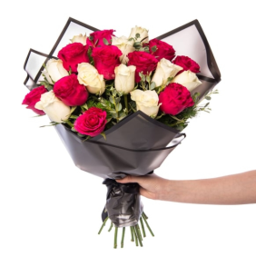 Antalya Çiçek Siparişi  10 Kırmızı ve 10 Beyaz Güller Çiçek Buketi - KURŞUNLU