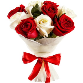  Muratpaşa Çiçek Siparişi  Kırmızı ve Beyaz Güller Çiçek Buketi - GÜNDOĞMUŞ