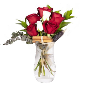 Antalya Çiçek Siparişi  Paşabahçe Vazo 5 Adet Kırımızı ve 2 Adet Beyaz Güller