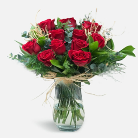  Manavgat Çiçek Siparişi Paşabahçe Vazo 11 Kırmızı Güller Çiçek Aranjmanı - IŞIKLAR