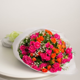 Antalya Çiçek Siparişi  Turuncu ve Pembe Çardak Güller Çiçek Buketi - HURMA