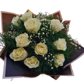  Muratpaşa Çiçek Siparişi  10 Adet Beyaz Gül Çiçek Buketi - SARISU