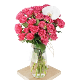  Konyaaltı Çiçek Siparişi Paşabahçe Vazo Fuşya Çardak Güller Çiçek Aranjmanı - FENER
