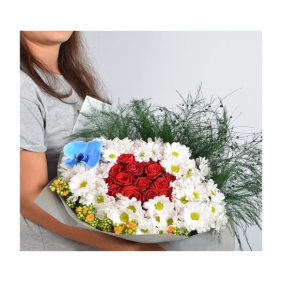 Antalya Çiçek Siparişi  My Antalya Beyaz Papatya ve Kırmızı Güller - ALANYA